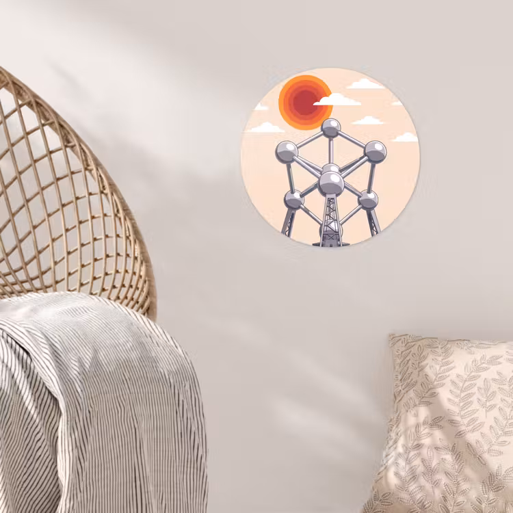 Architectuur - Geometrie - Stad - Modern - Grijs Wandcirkel behangsticker klein -sfeer4