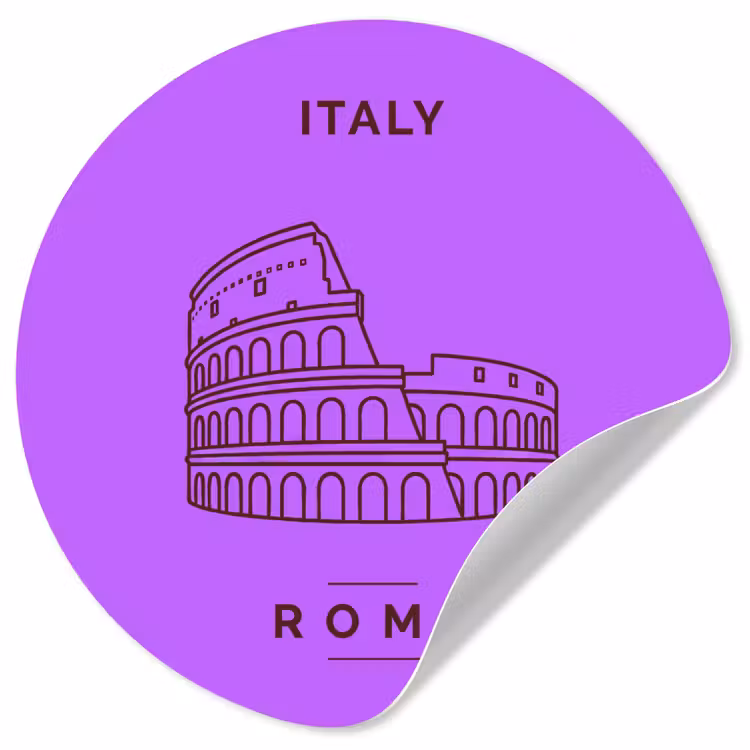 Architectuur - Colosseum - Rome - Minimalistisch - Paars Wandcirkel behangsticker klein -3d
