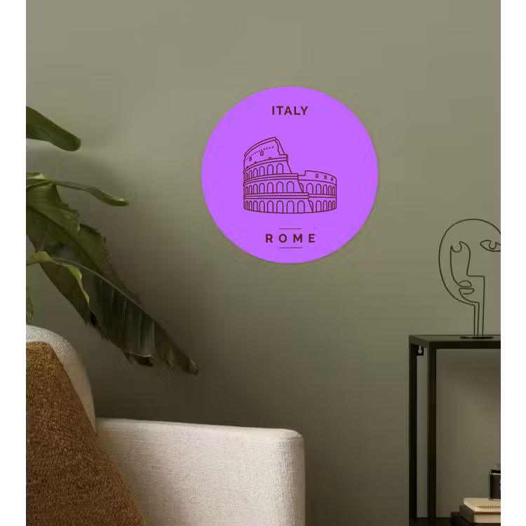 Architectuur - Colosseum - Rome - Minimalistisch - Paars Wandcirkel behangsticker klein -sfeer2
