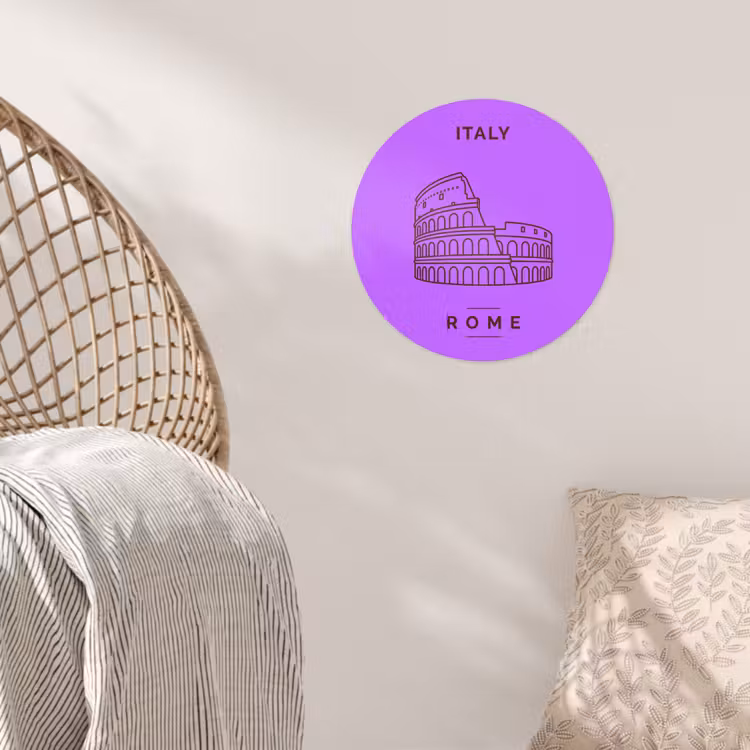 Architectuur - Colosseum - Rome - Minimalistisch - Paars Wandcirkel behangsticker klein -sfeer4