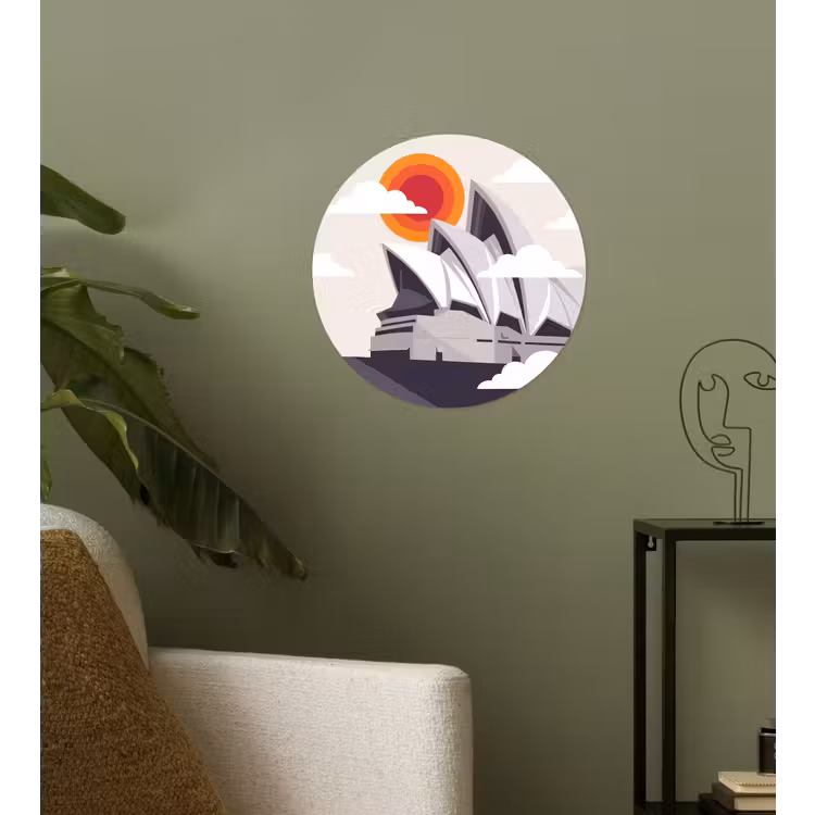 Architectuur - Stadsgezicht - Modern - Grijs - Oranje Wandcirkel behangsticker klein -sfeer2