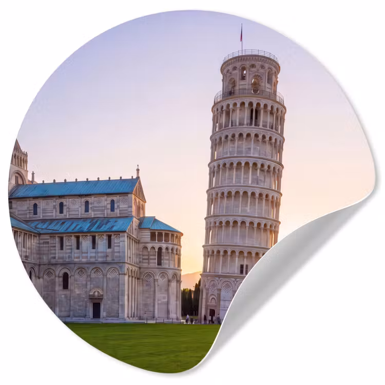 Architectuur - Toren - Pisa - Italië - Zonsondergang Wandcirkel behangsticker klein -3d