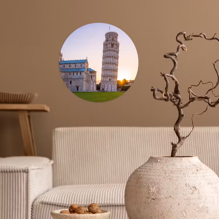 Architectuur - Toren - Pisa - Italië - Zonsondergang Wandcirkel behangsticker klein -sfeer1