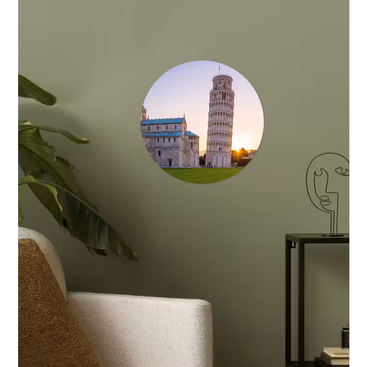 Architectuur - Toren - Pisa - Italië - Zonsondergang Wandcirkel behangsticker klein -sfeer2