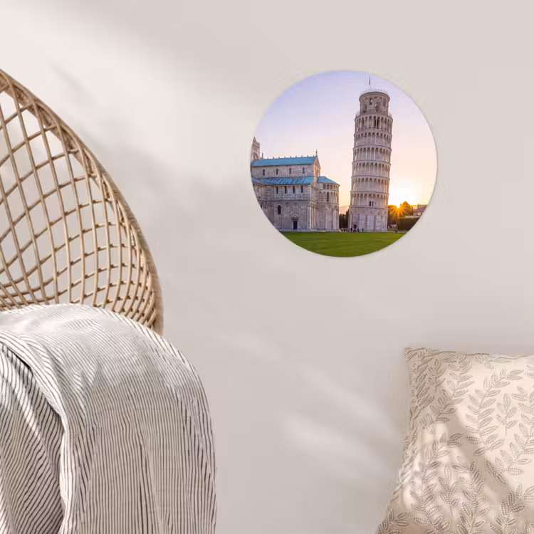 Architectuur - Toren - Pisa - Italië - Zonsondergang Wandcirkel behangsticker klein -sfeer4
