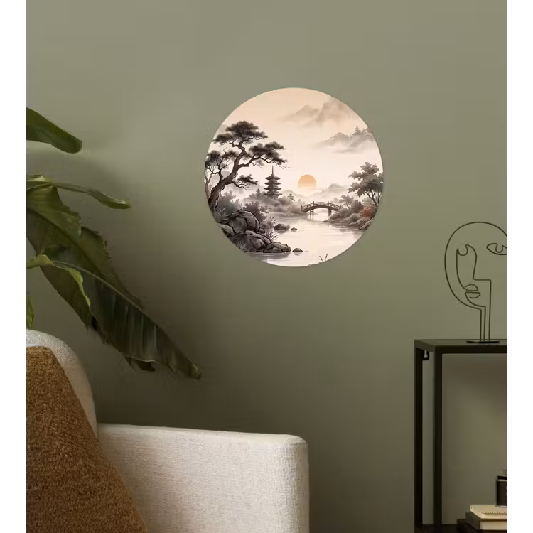 Azië - Landschap - Kleurrijk Wandcirkel behangsticker klein -sfeer2