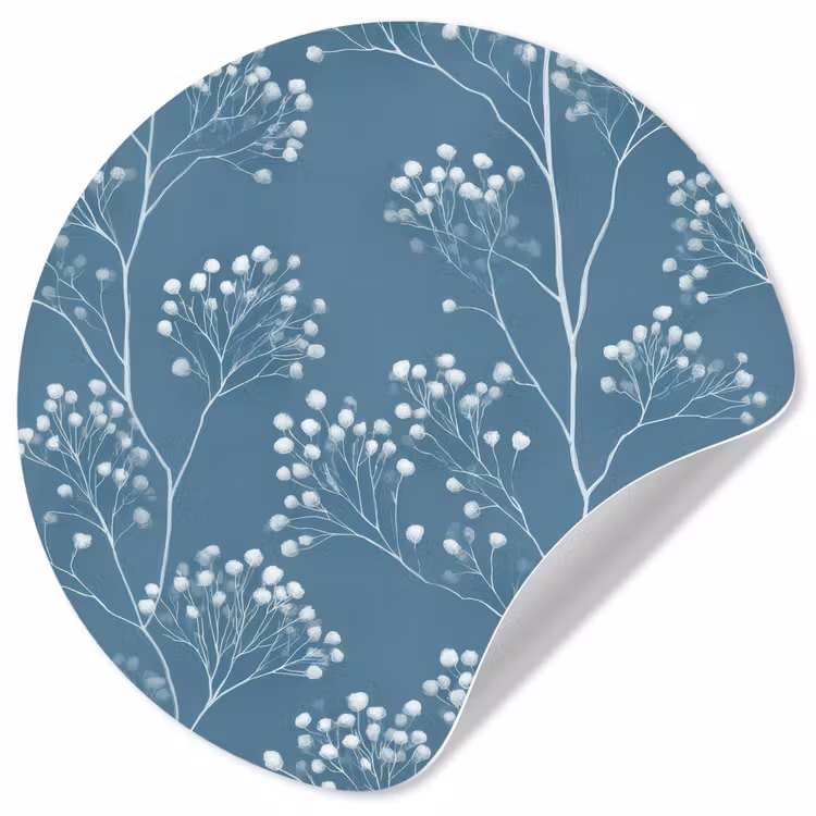 Takken - Bessen - Patroon - Lichtblauw Wandcirkel behangsticker klein 186 -3d