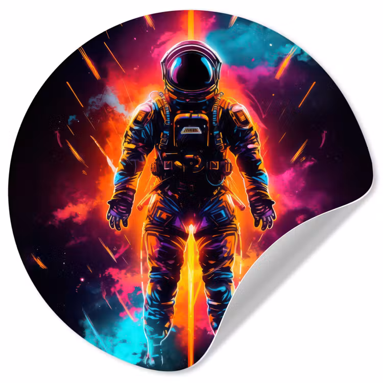 Astronaut - Neon - Gaming - Ruimte Wandcirkel behangsticker klein -3d