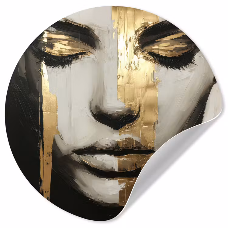 Ogen - Gezicht - Goud - Strepen Wandcirkel behangsticker klein -3d