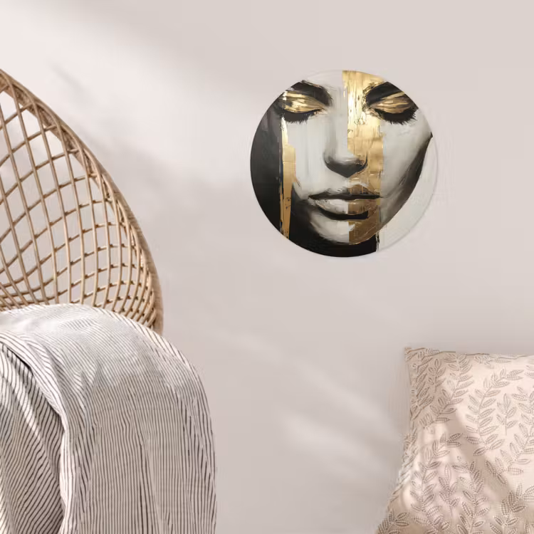 Ogen - Gezicht - Goud - Strepen Wandcirkel behangsticker klein -sfeer4