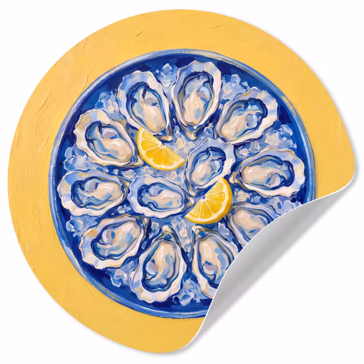 Oesters - Citroen - IJs - Modern - Geel Wandcirkel behangsticker klein -3d