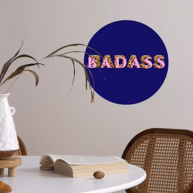 Badass - Panterpint - Schaduw - Roze Wandcirkel behangsticker klein -sfeer3
