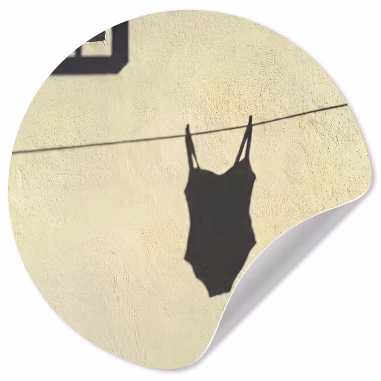 Badpak - Schaduw - Muur - Zomer - Minimalistisch Wandcirkel behangsticker klein -3d