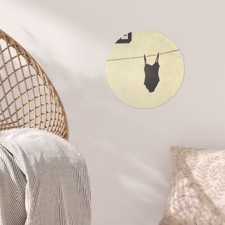 Badpak - Schaduw - Muur - Zomer - Minimalistisch Wandcirkel behangsticker klein -sfeer4