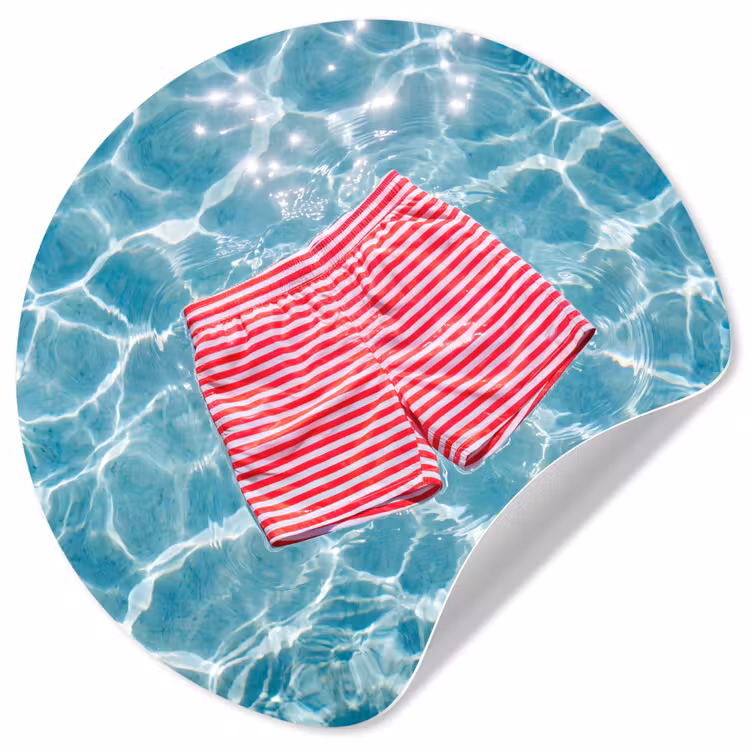 Zwemkleding - Gestreept - Water - Zomer - Rood-wit Wandcirkel behangsticker klein -3d