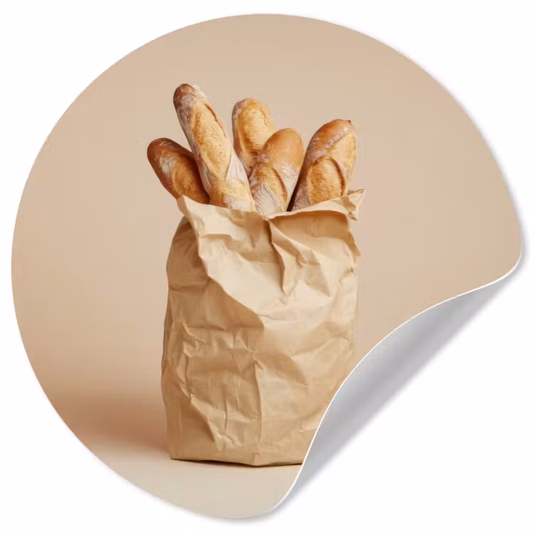 Baguette - Brood - Stokbrood - Beige Wandcirkel behangsticker klein -3d