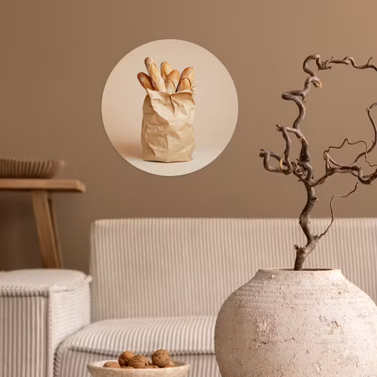 Baguette - Brood - Stokbrood - Beige Wandcirkel behangsticker klein -sfeer1