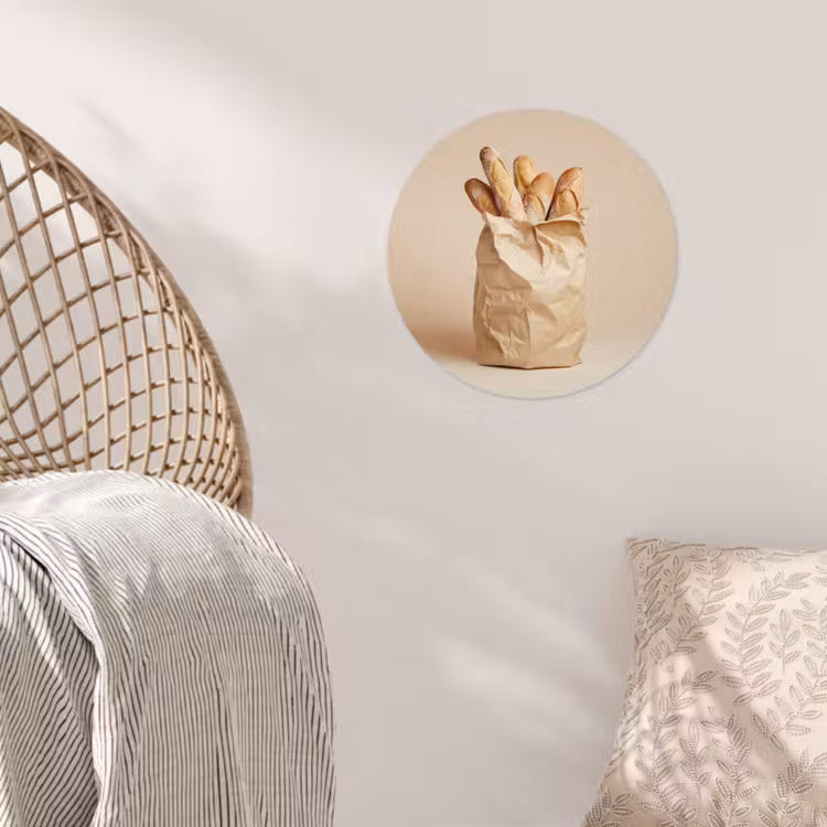 Baguette - Brood - Stokbrood - Beige Wandcirkel behangsticker klein -sfeer4