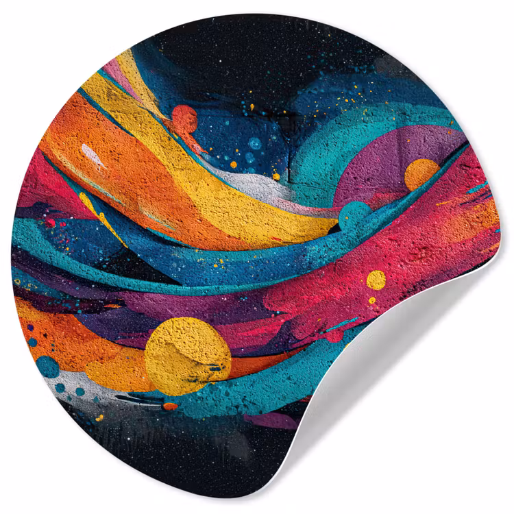 Banen - Golven - Kleurrijk - Abstract Wandcirkel behangsticker klein -3d