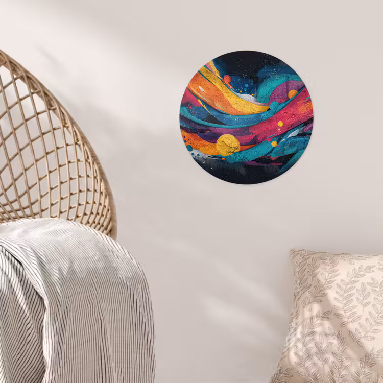 Banen - Golven - Kleurrijk - Abstract Wandcirkel behangsticker klein -sfeer4