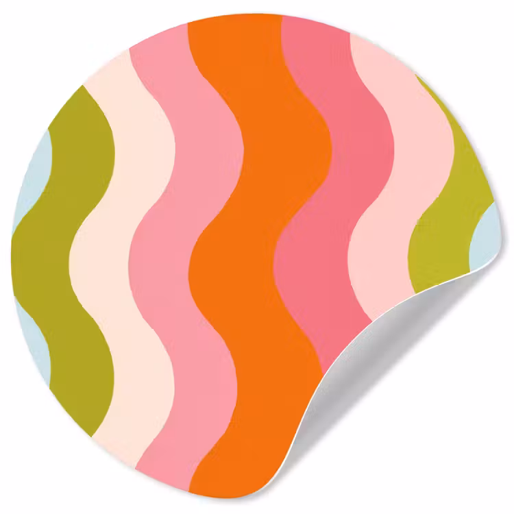 Banen - Golven - Kleurrijk - Verticaal Wandcirkel behangsticker klein -3d