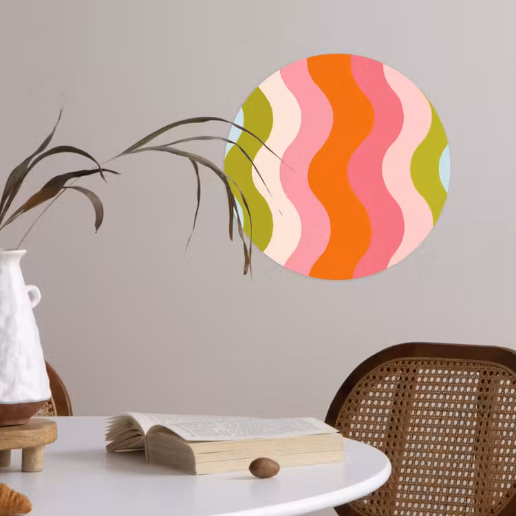 Banen - Golven - Kleurrijk - Verticaal Wandcirkel behangsticker klein -sfeer3