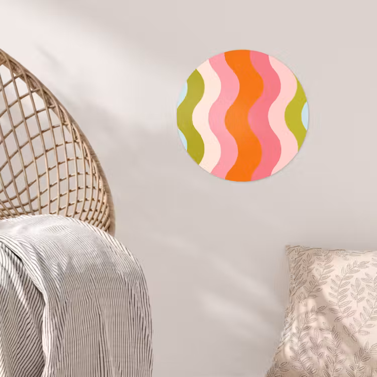 Banen - Golven - Kleurrijk - Verticaal Wandcirkel behangsticker klein -sfeer4