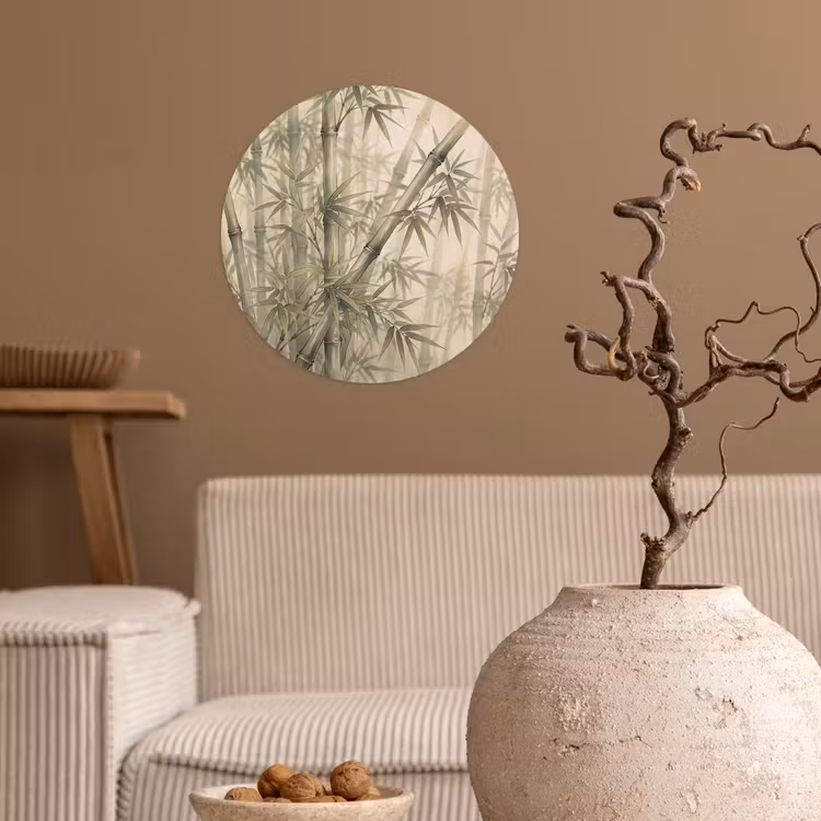Bamboe - Bladeren - Aziatisch - Groen - Natuur Wandcirkel behangsticker klein -sfeer1