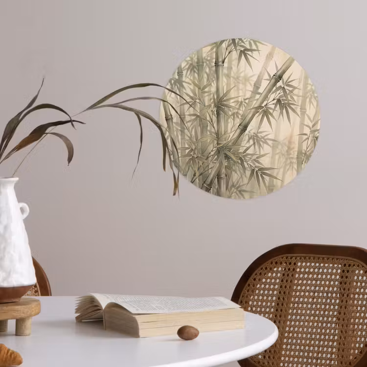 Bamboe - Bladeren - Aziatisch - Groen - Natuur Wandcirkel behangsticker klein -sfeer3
