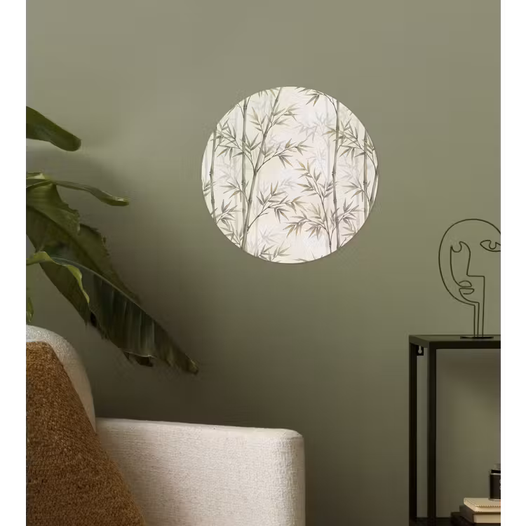 Bamboe - Bladeren - Natuur - Aquarel - Groen Wandcirkel behangsticker klein -sfeer2