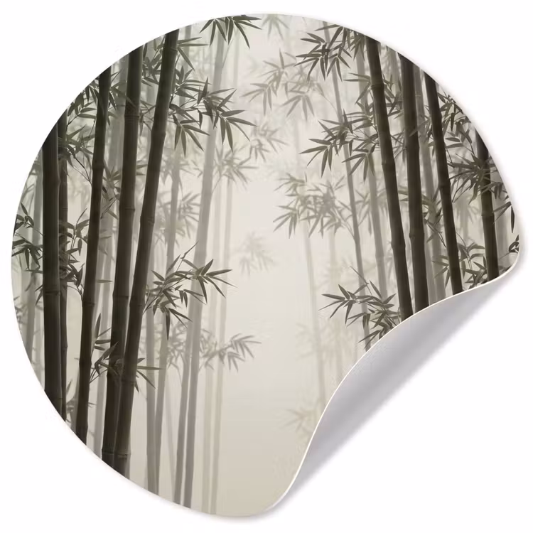 Bamboe - Bos - Mist - Natuur Wandcirkel behangsticker klein -3d