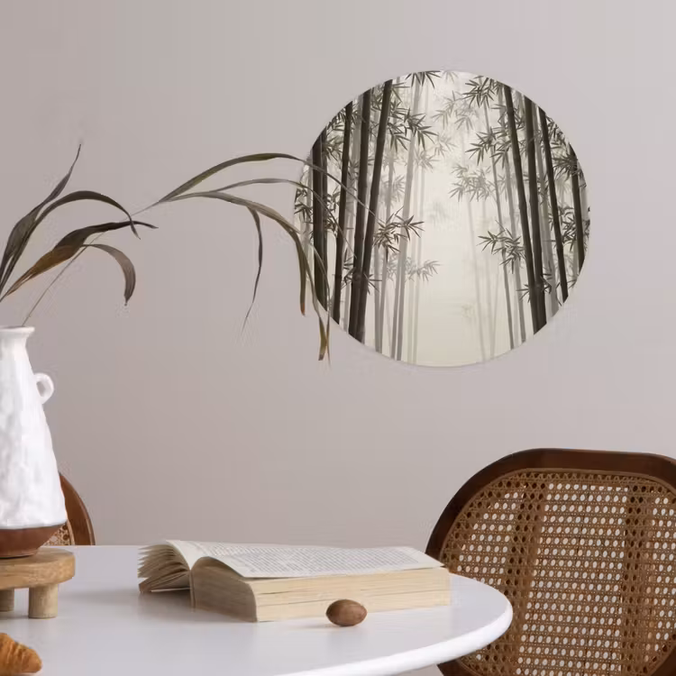 Bamboe - Bos - Mist - Natuur Wandcirkel behangsticker klein -sfeer3