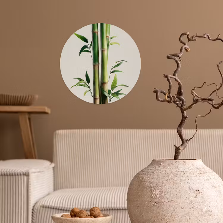 Bamboestengels - Sierlijk - Groen Wandcirkel behangsticker klein -sfeer1