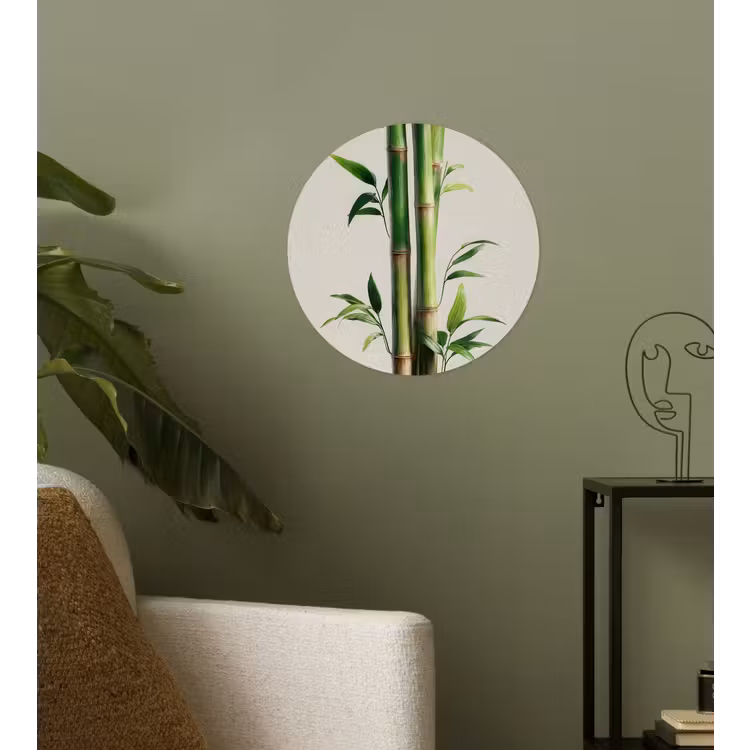 Bamboestengels - Sierlijk - Groen Wandcirkel behangsticker klein -sfeer2