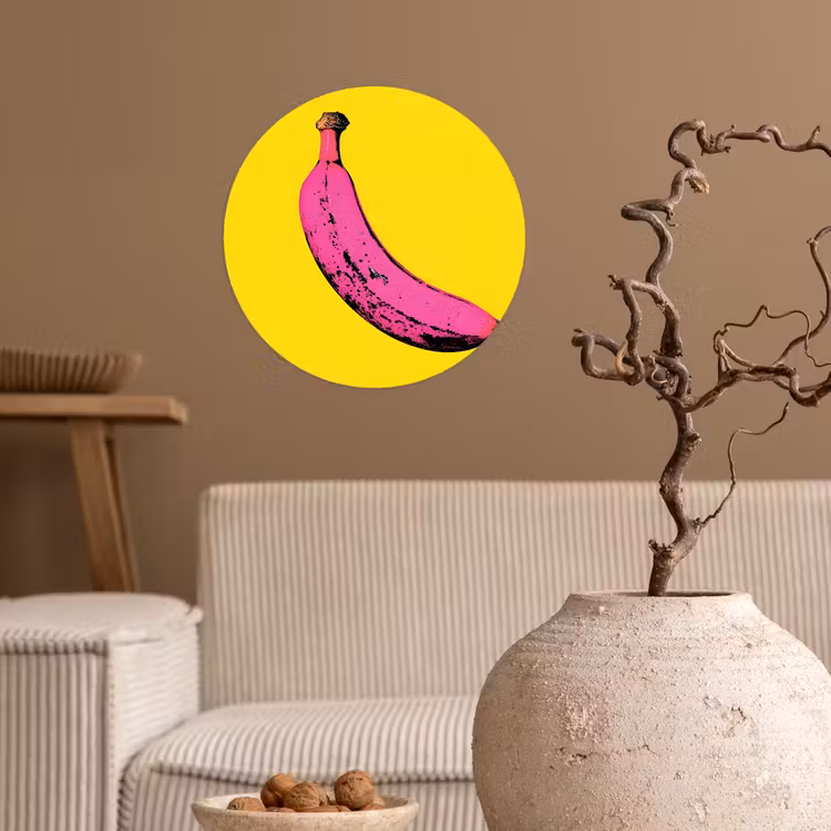 Banaan - Grafisch - Geel Wandcirkel behangsticker klein -sfeer1