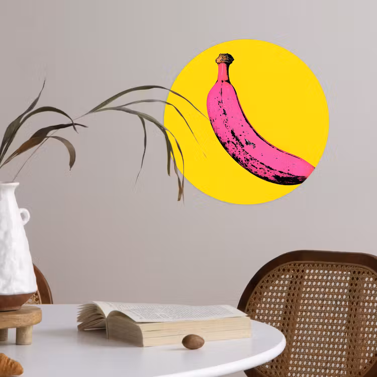 Banaan - Grafisch - Geel Wandcirkel behangsticker klein -sfeer3
