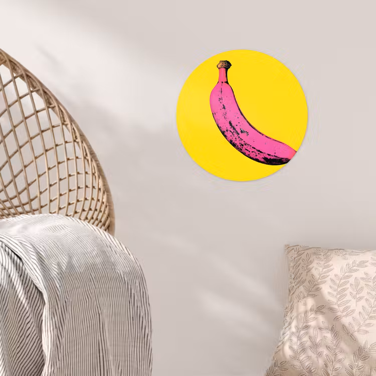 Banaan - Grafisch - Geel Wandcirkel behangsticker klein -sfeer4