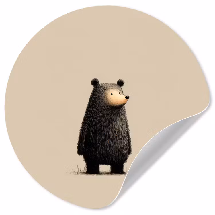 Beer - Donkerbruin - Minimalistisch Wandcirkel behangsticker klein -3d