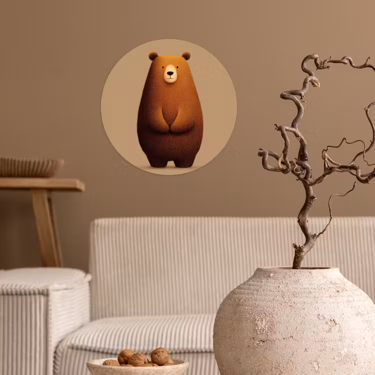Beer - Minimalistisch - Bruin Wandcirkel behangsticker klein -sfeer1