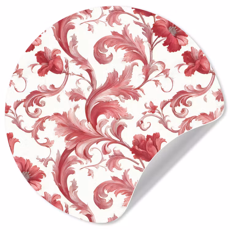 Barok - Patroon - Rood Wandcirkel behangsticker klein 186 -3d
