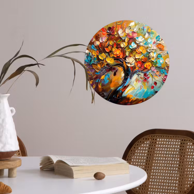 Boom - Abstract - Kleurrijk - Bloemen Wandcirkel behangsticker klein -sfeer3