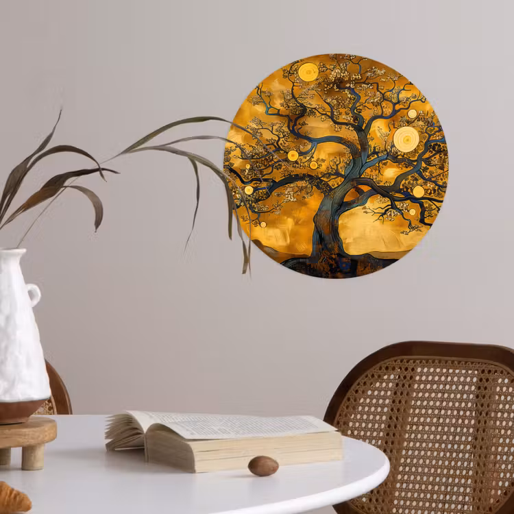 Boom - Levensboom - Abstract - Goud Wandcirkel behangsticker klein -sfeer3
