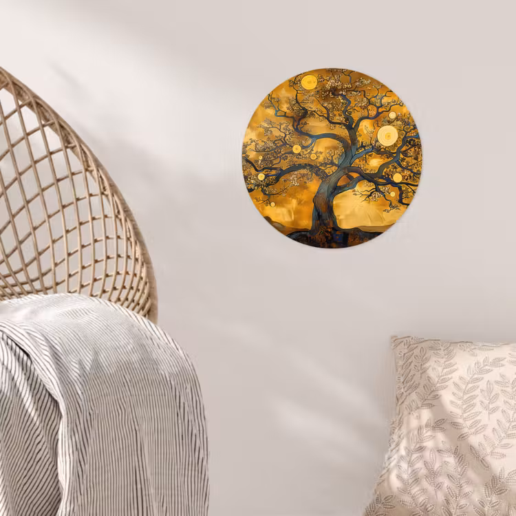 Boom - Levensboom - Abstract - Goud Wandcirkel behangsticker klein -sfeer4