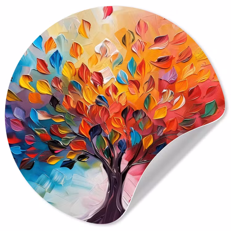 Boom - Levensboom - Kleurrijk - Abstract Wandcirkel behangsticker klein -3d