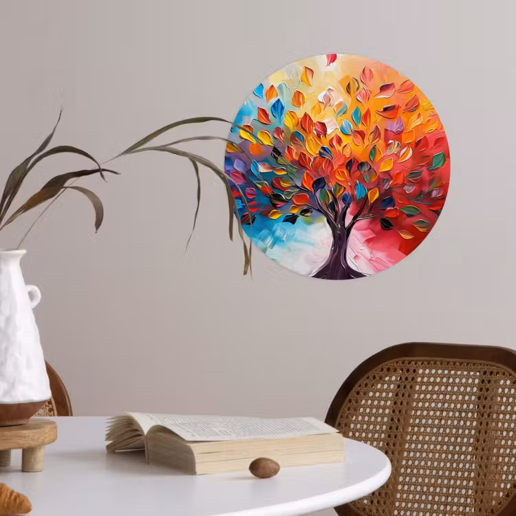 Boom - Levensboom - Kleurrijk - Abstract Wandcirkel behangsticker klein -sfeer3