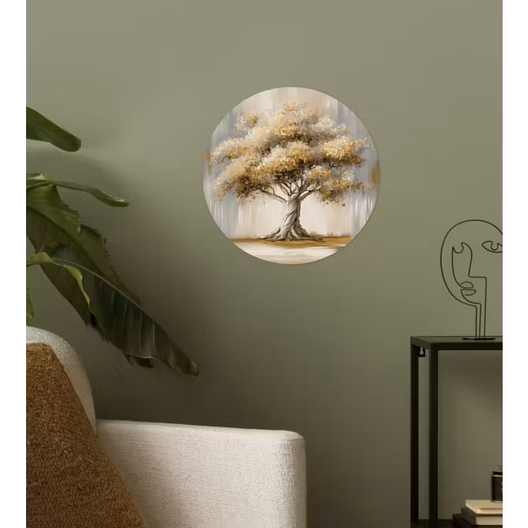 Boom - Bladeren - Abstract - Wit Wandcirkel behangsticker klein -sfeer2