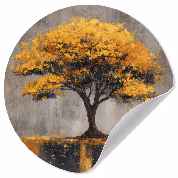 Boom - Bladeren - Goud - Abstract Wandcirkel behangsticker klein -3d
