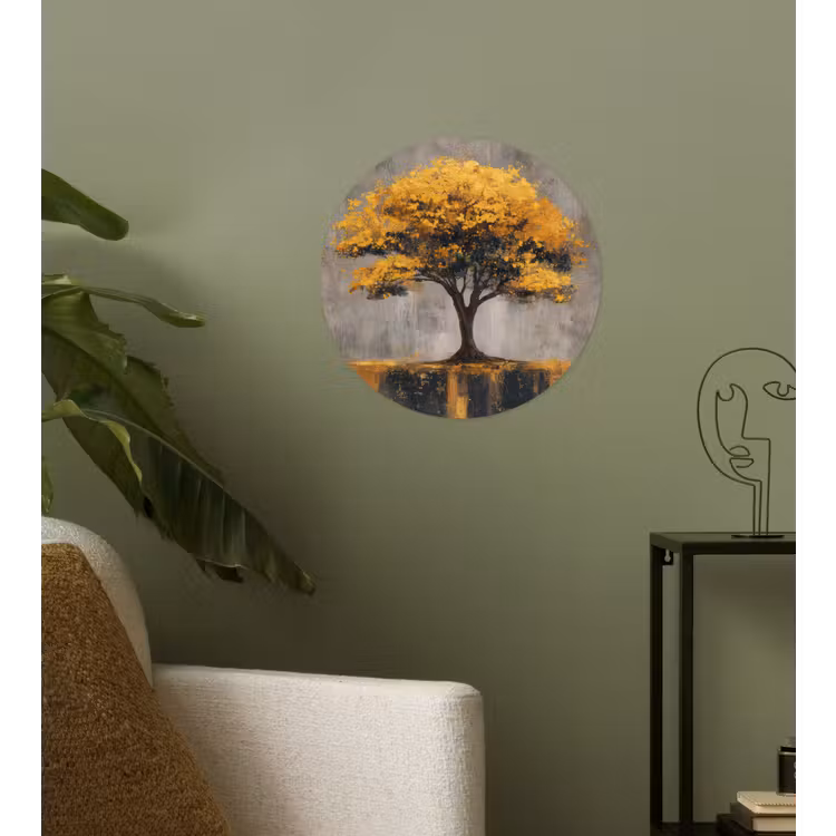 Boom - Bladeren - Goud - Abstract Wandcirkel behangsticker klein -sfeer2