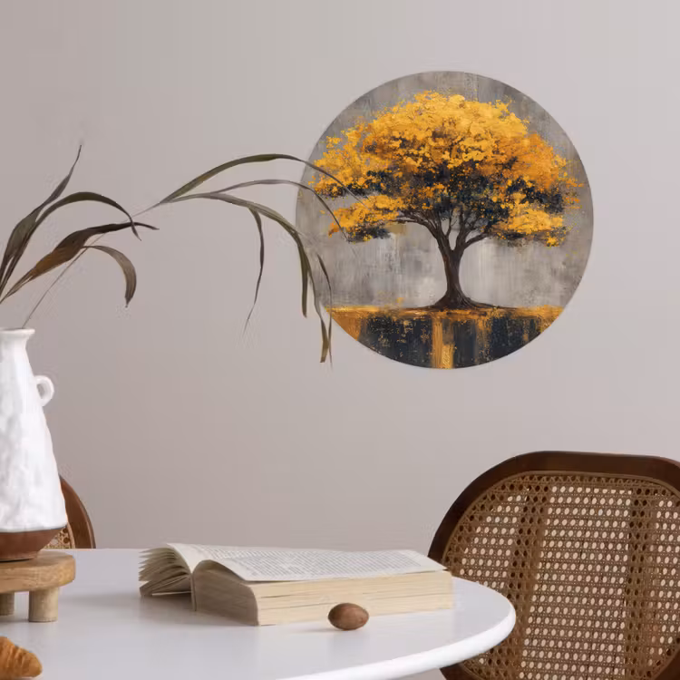 Boom - Bladeren - Goud - Abstract Wandcirkel behangsticker klein -sfeer3