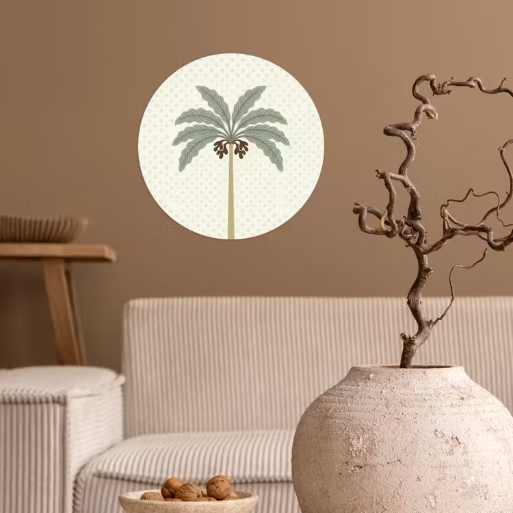 Boom - Bladeren - Groen - Decoratief - Beige Wandcirkel behangsticker klein -sfeer1